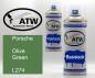 Preview: Porsche, Olive Green, L274: 400ml Sprühdose + 400ml Klarlack - Set, von ATW Autoteile West.